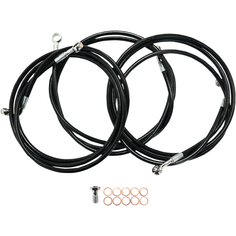 LA Choppers Black Vinyl/Stainless Braided Brake Line for 17-20 Dresser w/ ABS (12-14in.)