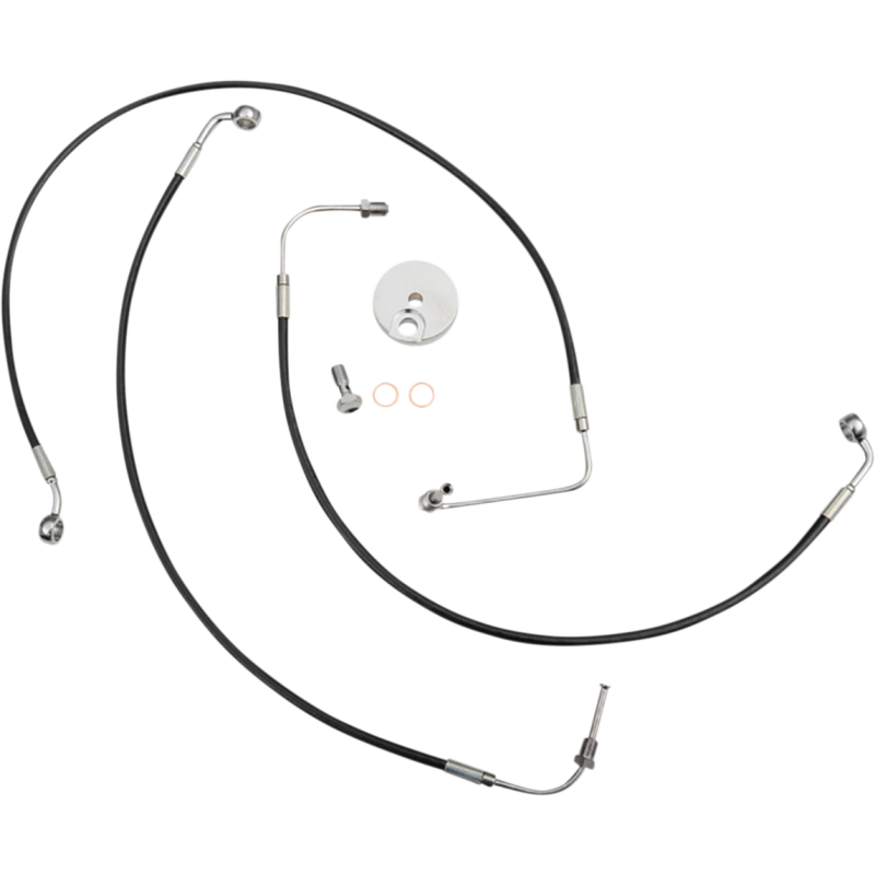 LA Choppers Black Vinyl/Stainless Braided Brake Line for 18-24 FXLRS/FXFB/FXFBS w/o ABS (18-20in.)