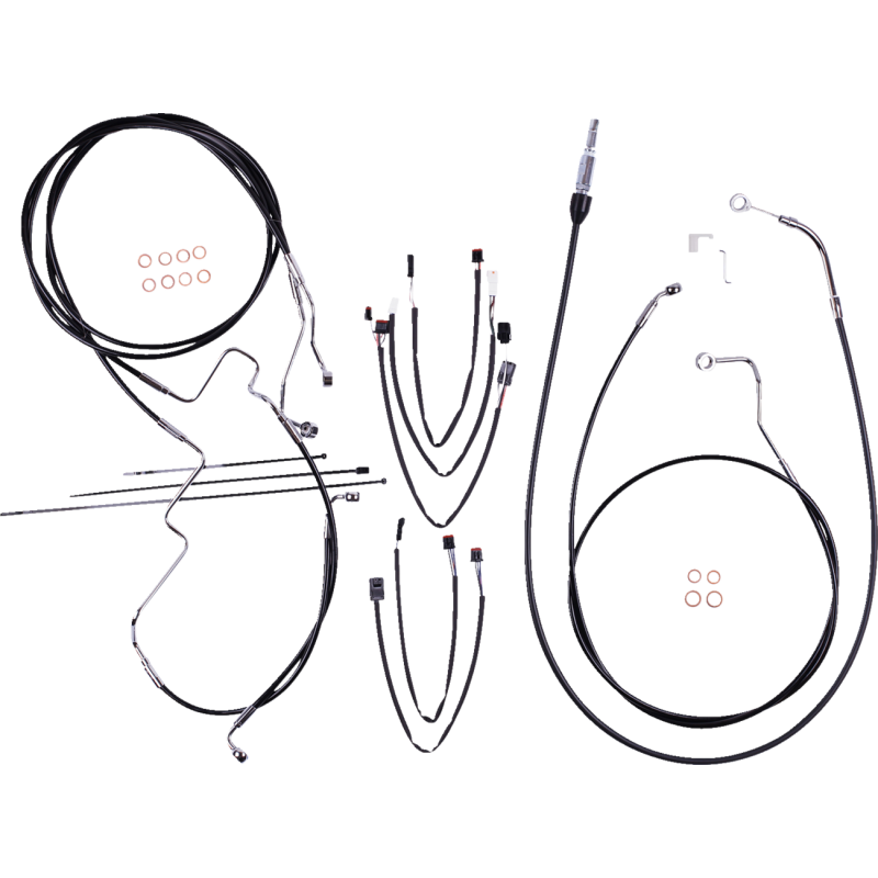 XR Black w/ Chrome Fittings DOT Handlebar Installation Kit, 15"-17" Apes