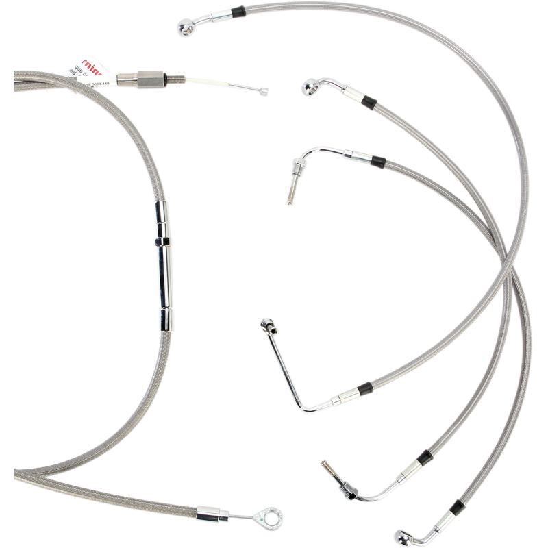 Burly Brand Stainless Steel Handlebar Cable/Line Install Kit, For 13" Ape hanger bar