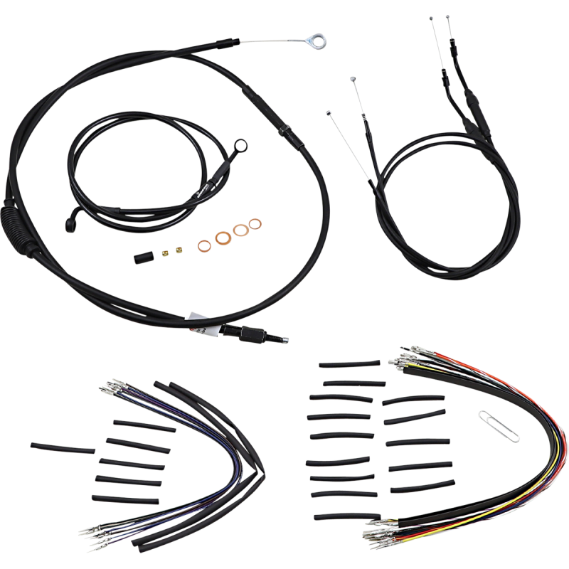 Burly Brand Black Vinyl Handlebar Cable and Brake Line Kit for Jail Bars, For 10" Jail bars