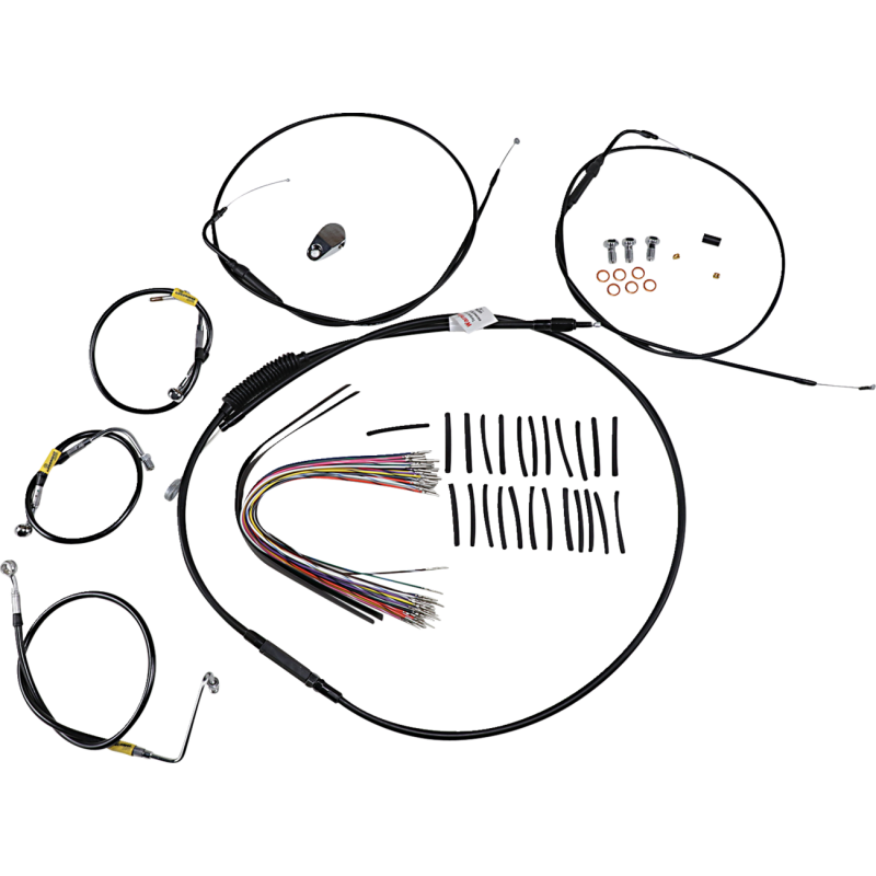 Burly Brand Black Handlebar Cable/Line Install Kit, For 13" Ape hanger bar