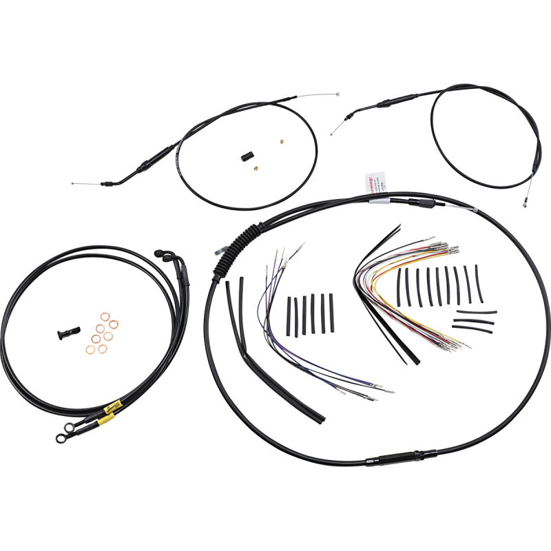 Burly Brand Black Vinyl Handlebar Cable and Brake Line Kit for Jail Bars, For 14" Jail bars