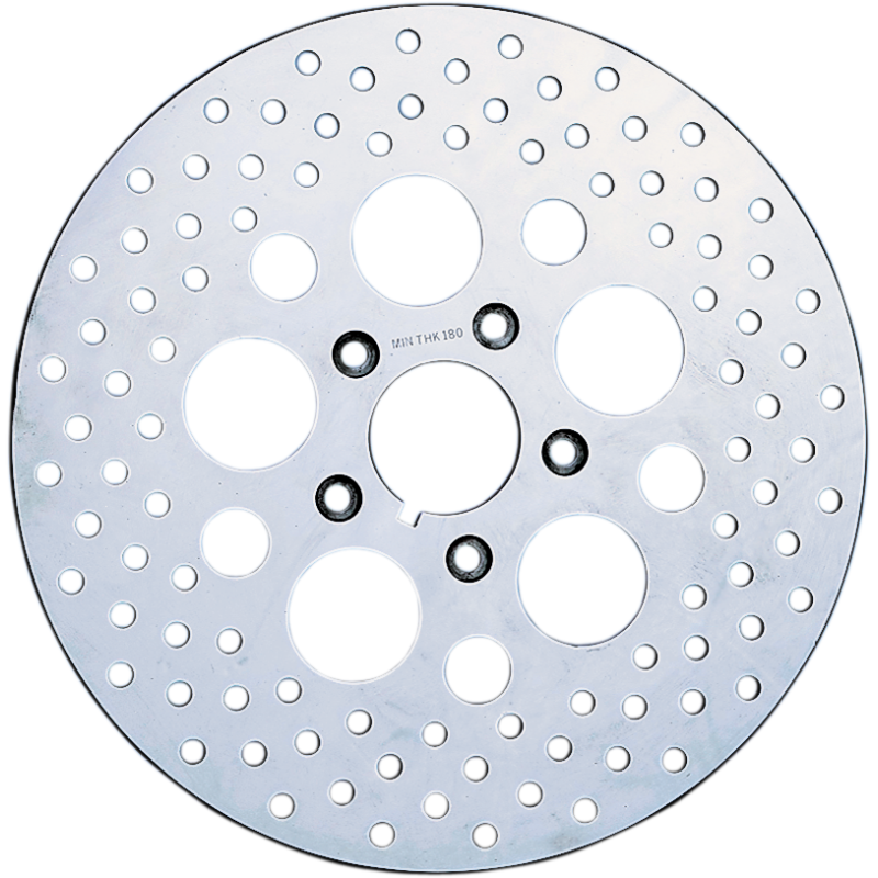 Drag Specialties Polished Stainless Steel Drilled Front Brake Rotor 11.5"