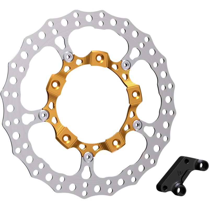 Arlen Ness Big Brake Full Floating Rotor Kit - Gold Anodized, Left