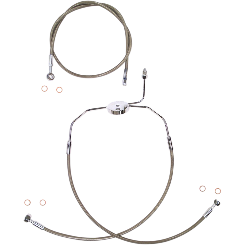Stainless w/ Chrome Fittings Stock Front Brake Line Kit for 99-07 FLHR/I