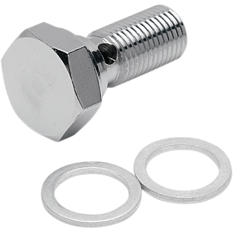 Chrome Banjo Bolt 7/16"-24 w/ step-down to 3/8"