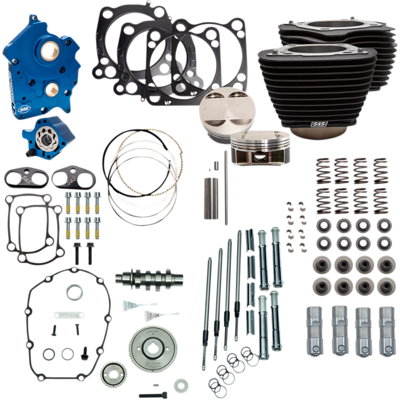 S&S 128" Power Package - Wrinkle Black Non-Highlighted, Gear Drive