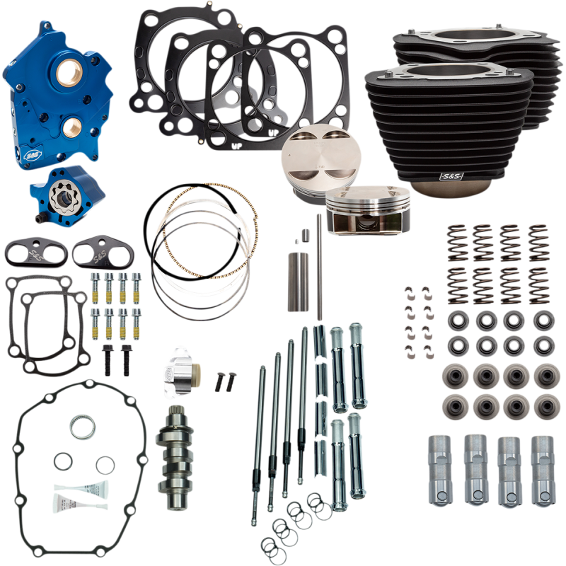 S&S 128" Power Package - Wrinkle Black Non-Highlighted, Chain Drive