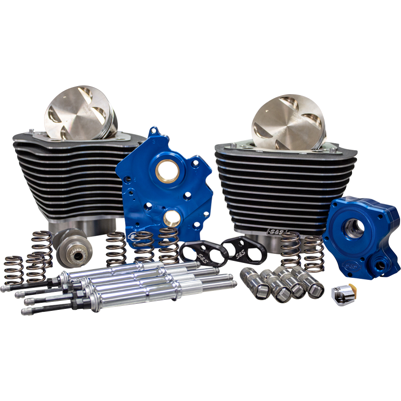 S&S 124" Power Package - Highlighted Fins, Chain Drive, Chrome Tubes