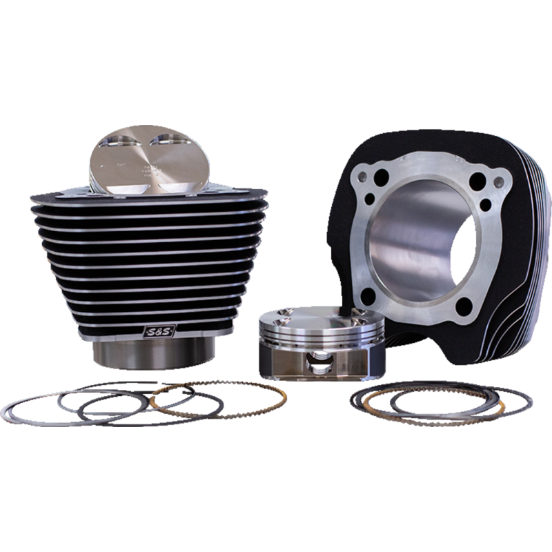 S&S 129" Big Bore Kit - Wrinkle Black, Highlighted Fins