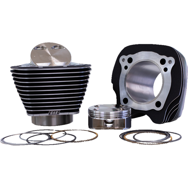S&S 132" Big Bore Kit - Wrinkle Black, Highlighted Fins