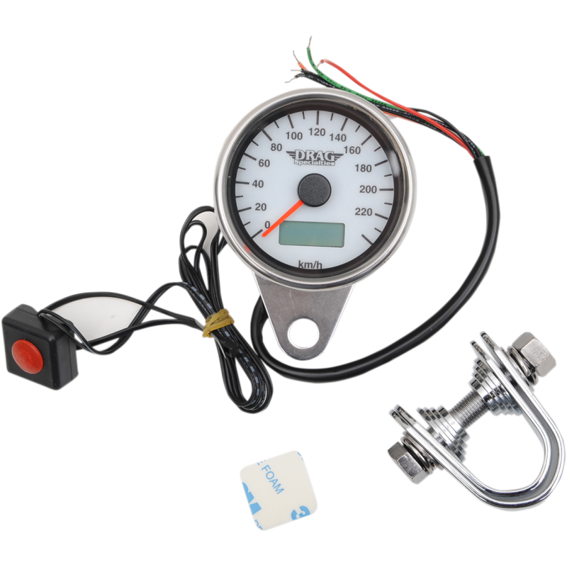 Mini Electronic Speedometer 2.37" Polished/White