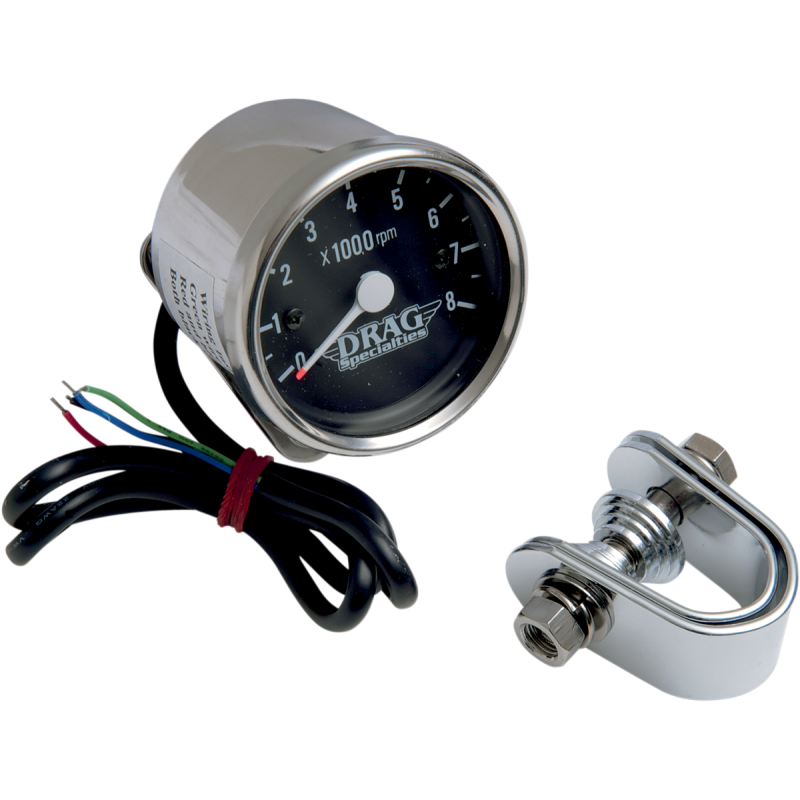 Drag Specialties 2.4" Mini Electronic 8000 RPM Tachometers (Chrome/Black Housing)