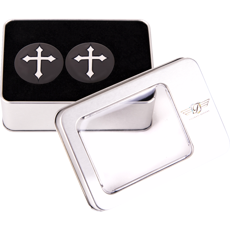 Swingarm Pivot Cover - Black w/ cross