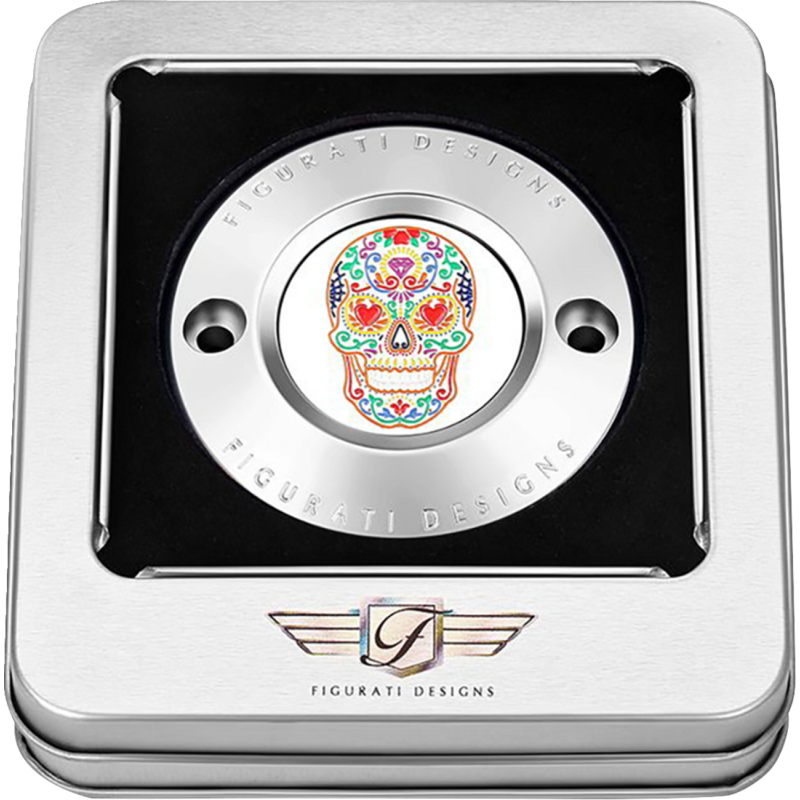 Timing Cover Mirror polished w/ sugar skull