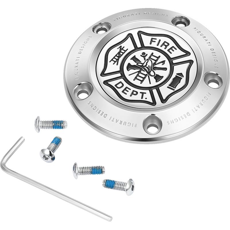 Timing Cover Mirror polished w/ Maltese cross Fire Dept.