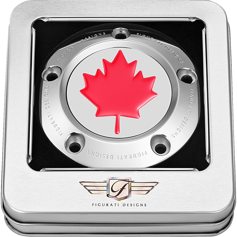 Timing Cover Mirror polished w/ red maple leaf