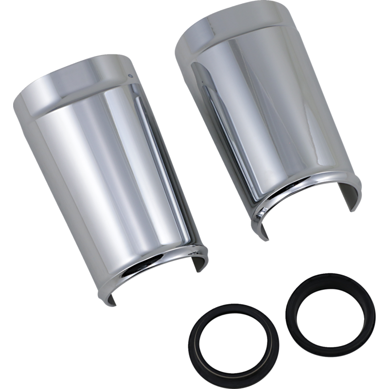 Smooth Aluminum Fat Tire Fork Boot Covers, Chrome