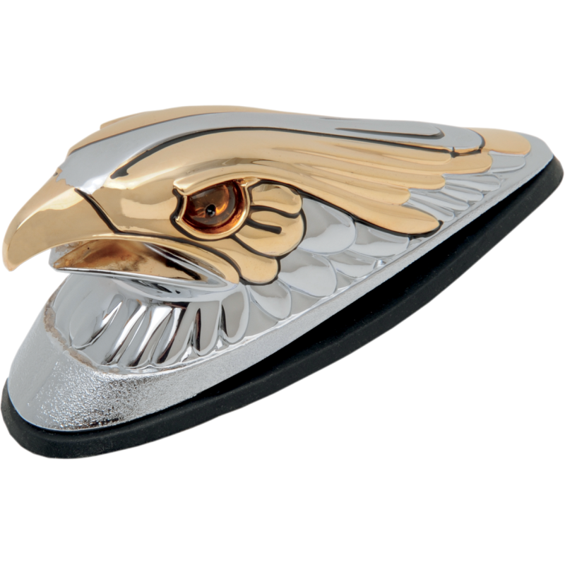 Large Chrome/Gold Eagle Head w/ Lights (Amber Eyes)