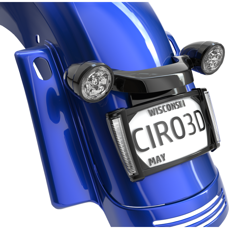 LED License Plate Frame - Black, red LEDs w/ light smoke lenses