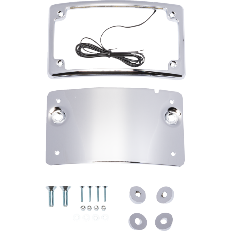 Curved LED License Plate Kit - Chrome