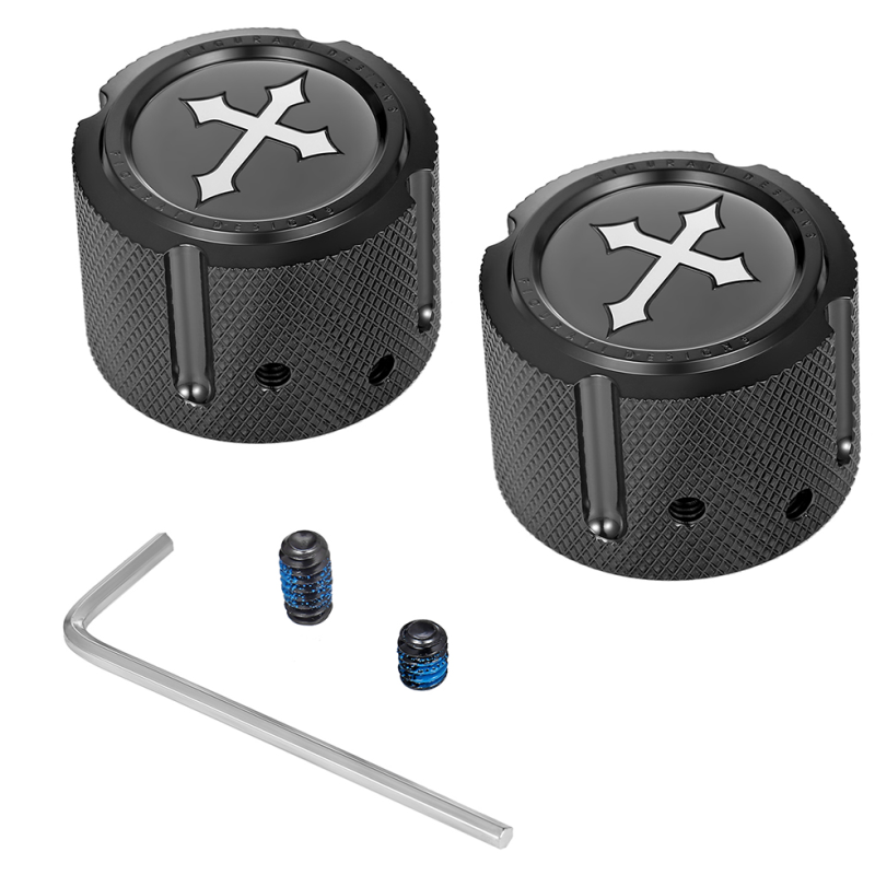 Axle Nut Cover Black w/ Cross
