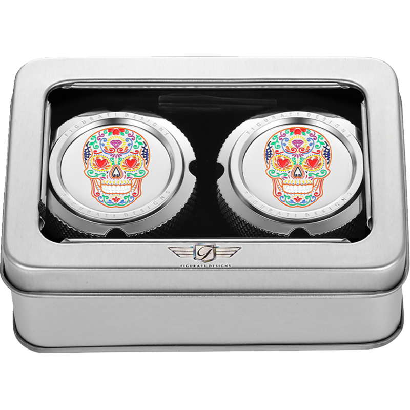 Axle Nut Cover Mirror w/ Sugar Skull