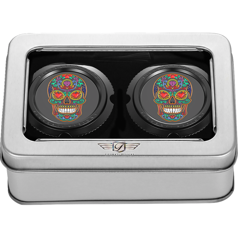 Axle Nut Cover Black w/ Sugar Skull