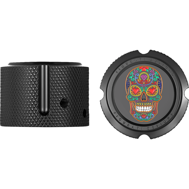 Axle Nut Cover Black w/ Sugar Skull