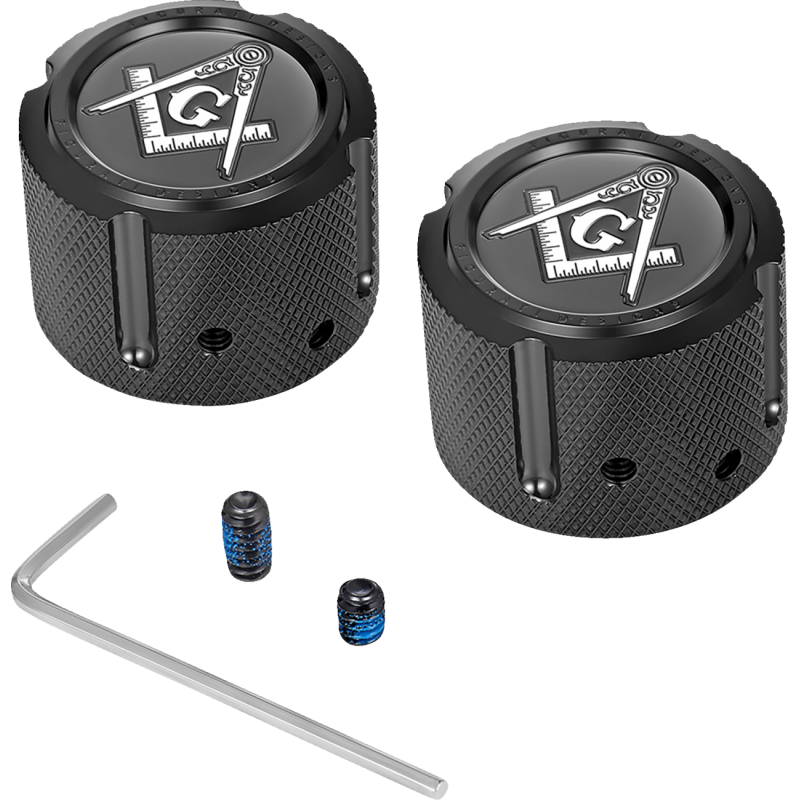 Axle Nut Cover Black w/ Masonic Emblem