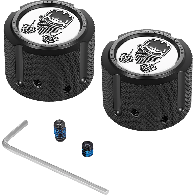 Axle Nut Cover Black w/ Masked Skull