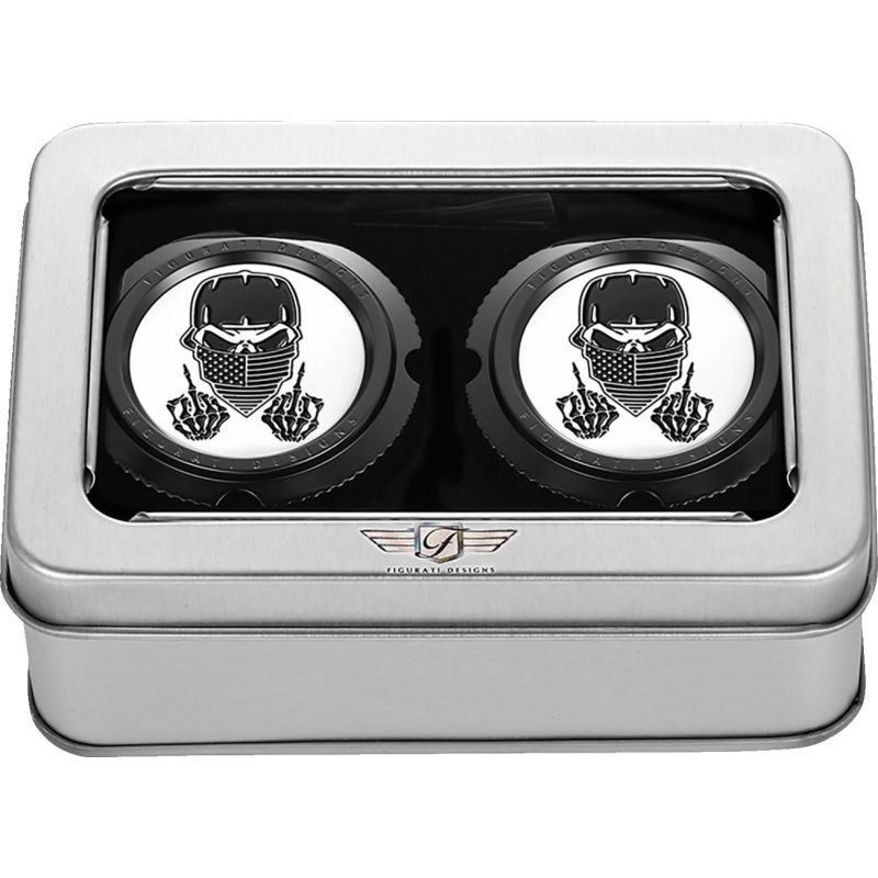 Axle Nut Cover Black w/ Masked Skull