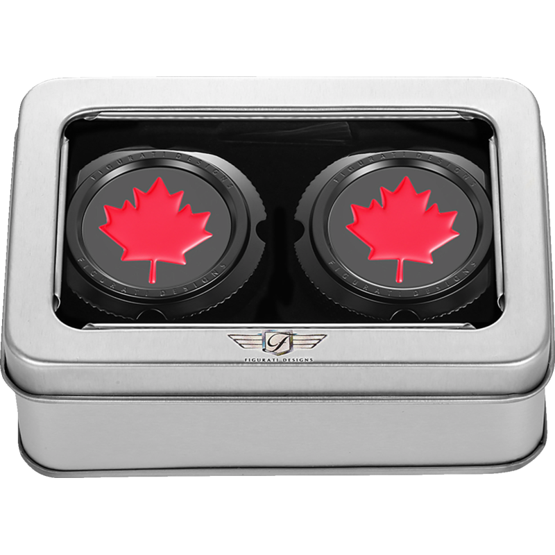 Axle Nut Cover Black w/ Red Maple Leaf