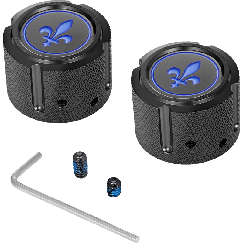 Axle Nut Cover Black w/ Fleur-de-lis