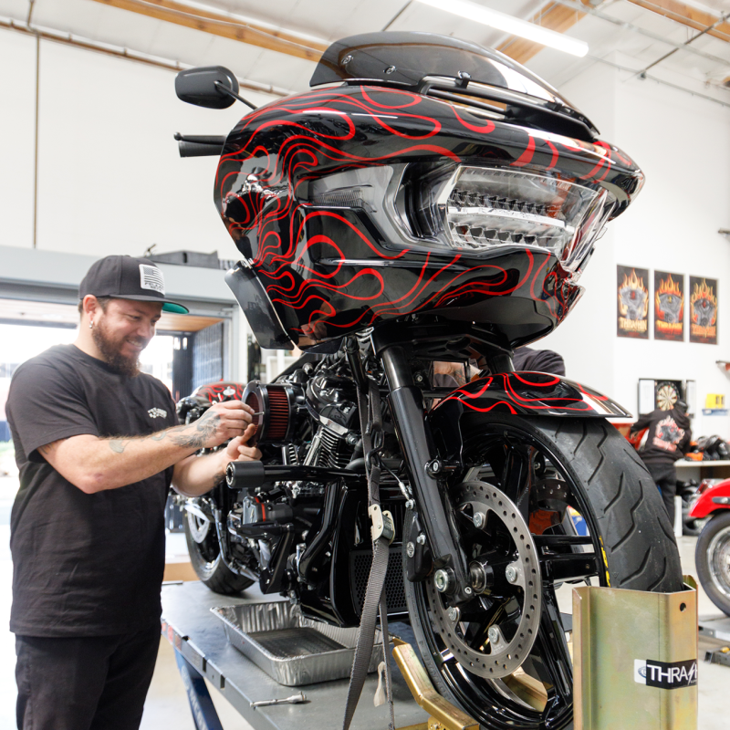 Feuling BA Air Cleaner Kit - Clear Outer Covers - Black anodized finish w/ red filter