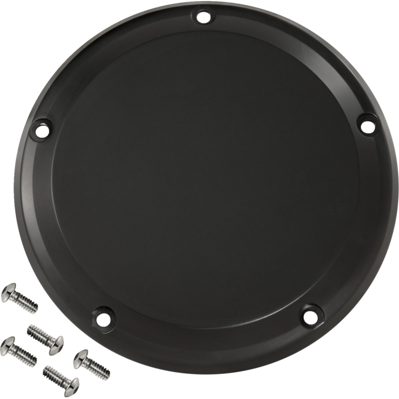 Billet Derby Cover - Smooth, Black Anodized