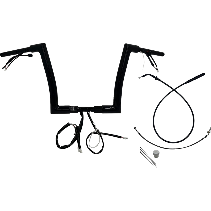 Flat Top Handlebar Kit - 12" Rise - Gloss Black