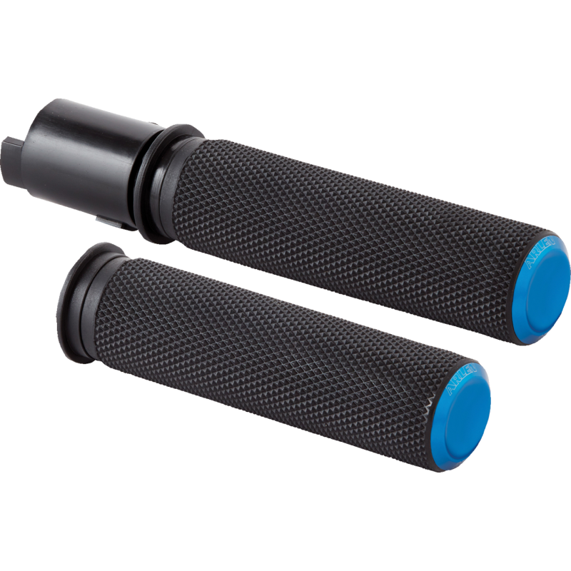 Arlen Ness Knurled Grips - Blue Anodized