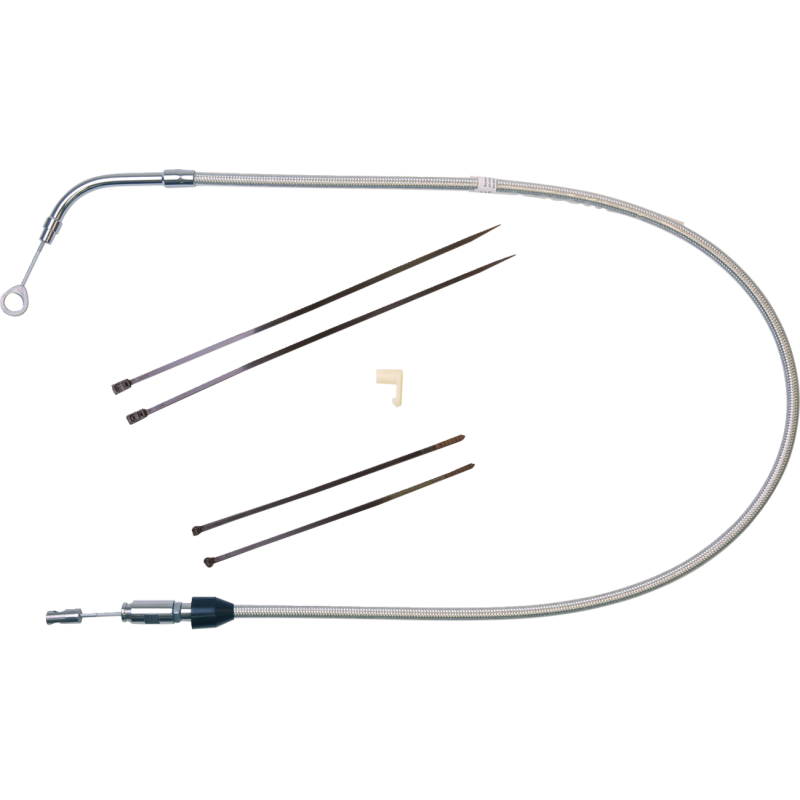 Quick Connect Braided Upper Clutch Cable - Polished Stainless