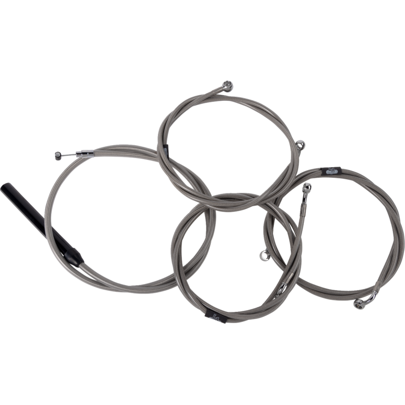 LA Choppers Complete Cable Kit with Wiring, Stainless Braided, 15"-17" Handlebars