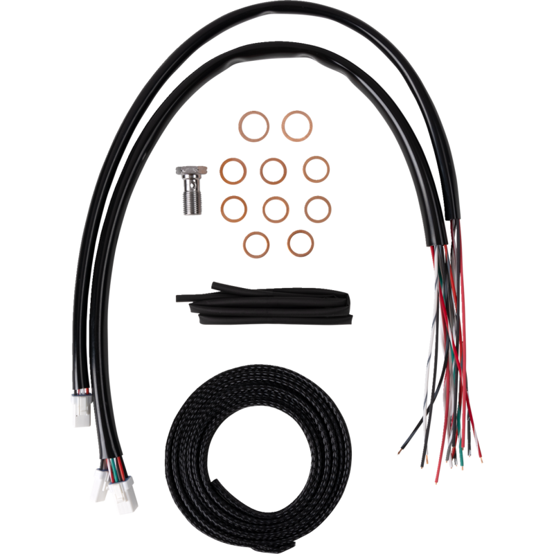 LA Choppers Complete Cable Kit with Wiring, Stainless Braided, 15"-17" Handlebars