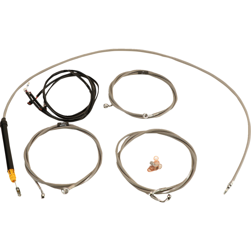 LA Choppers Plug-and-Play Complete Cable Kit, Stainless Braided, 12"-14" Handlebars