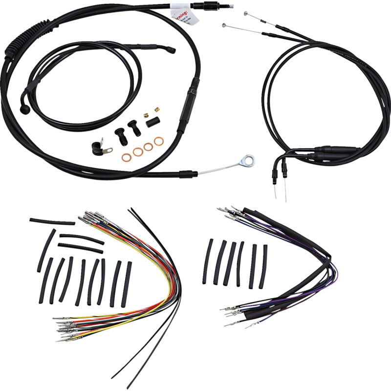 Burly Brand Black Handlebar Cable/Line Install Kit, For 14" Ape hanger bar