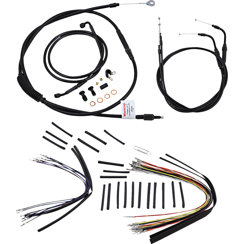 Burly Brand Black Handlebar Cable/Line Install Kit, For 14" Ape hanger bar