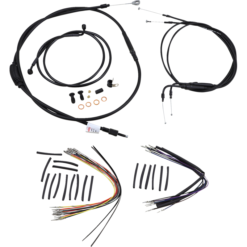 Burly Brand Black Handlebar Cable/Line Install Kit, For 16" Ape hanger bar