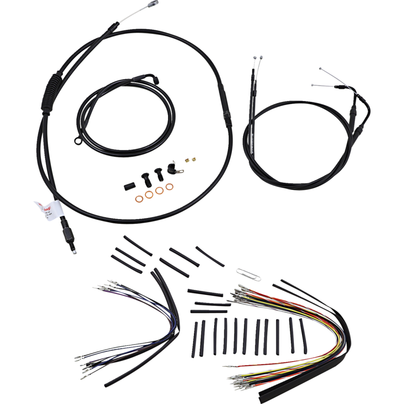 Burly Brand Black Handlebar Cable/Line Install Kit, For 16" Ape hanger bar