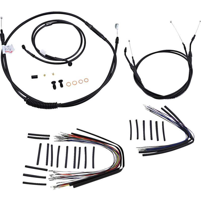 Burly Brand Black Handlebar Cable/Line Install Kit, For 14" Ape hanger bar
