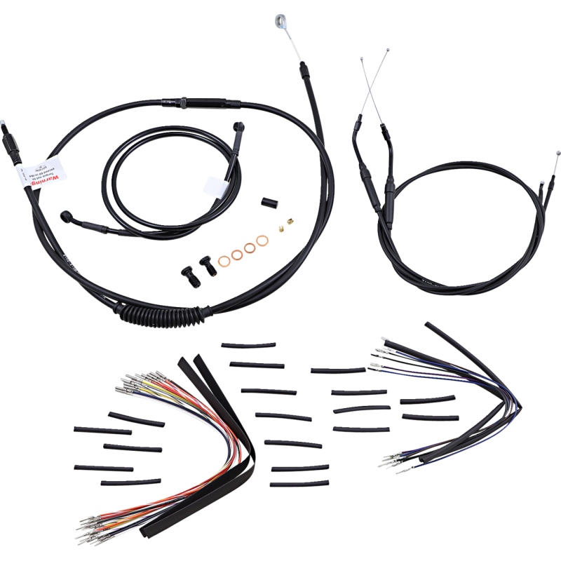 Burly Brand Black Handlebar Cable/Line Install Kit, For 16" Ape hanger bar