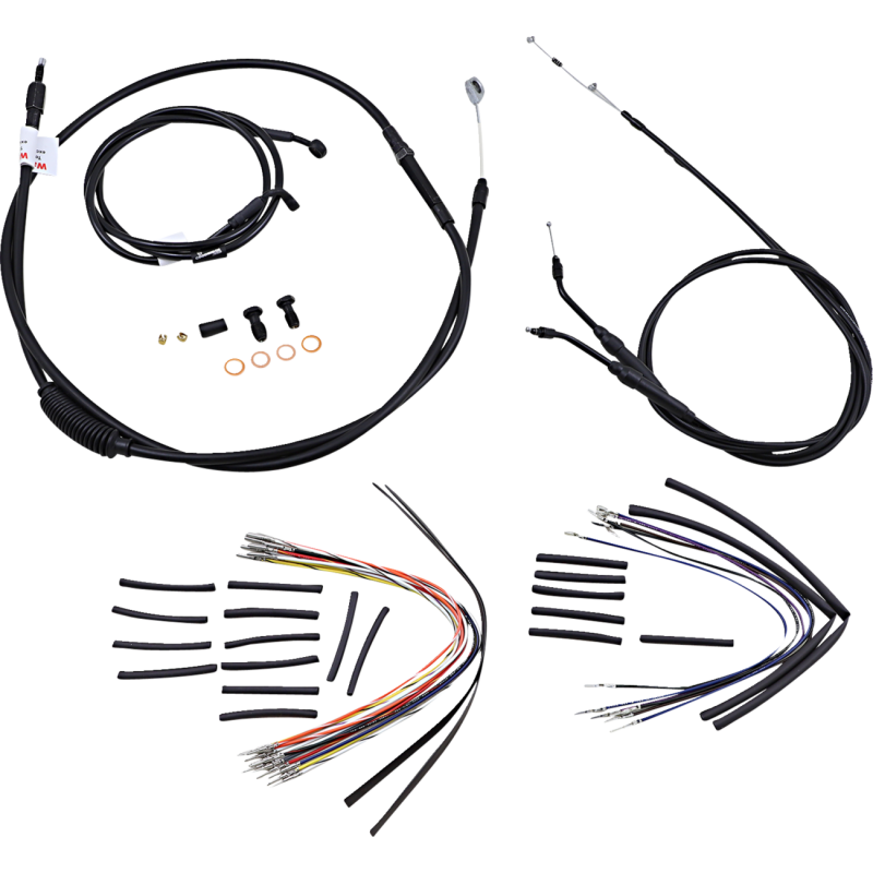 Burly Brand Black Handlebar Cable/Line Install Kit, For 16" Ape hanger bar